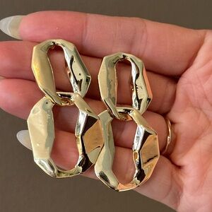 Gold Double-Link Statement Earrings - Women Jewelry